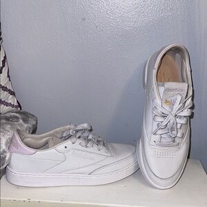 Reebok Women's White and Light Pink Sneakers